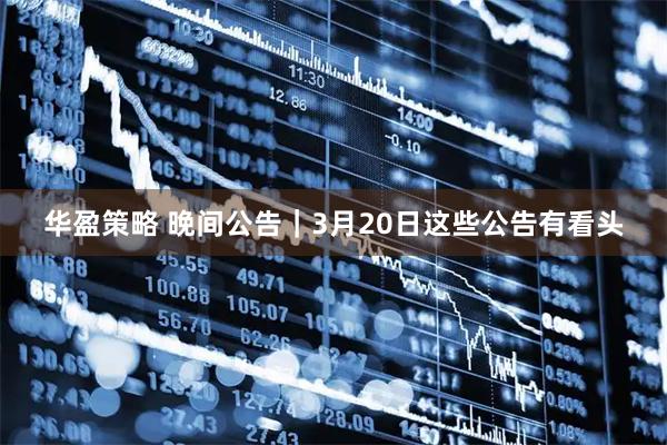 华盈策略 晚间公告｜3月20日这些公告有看头